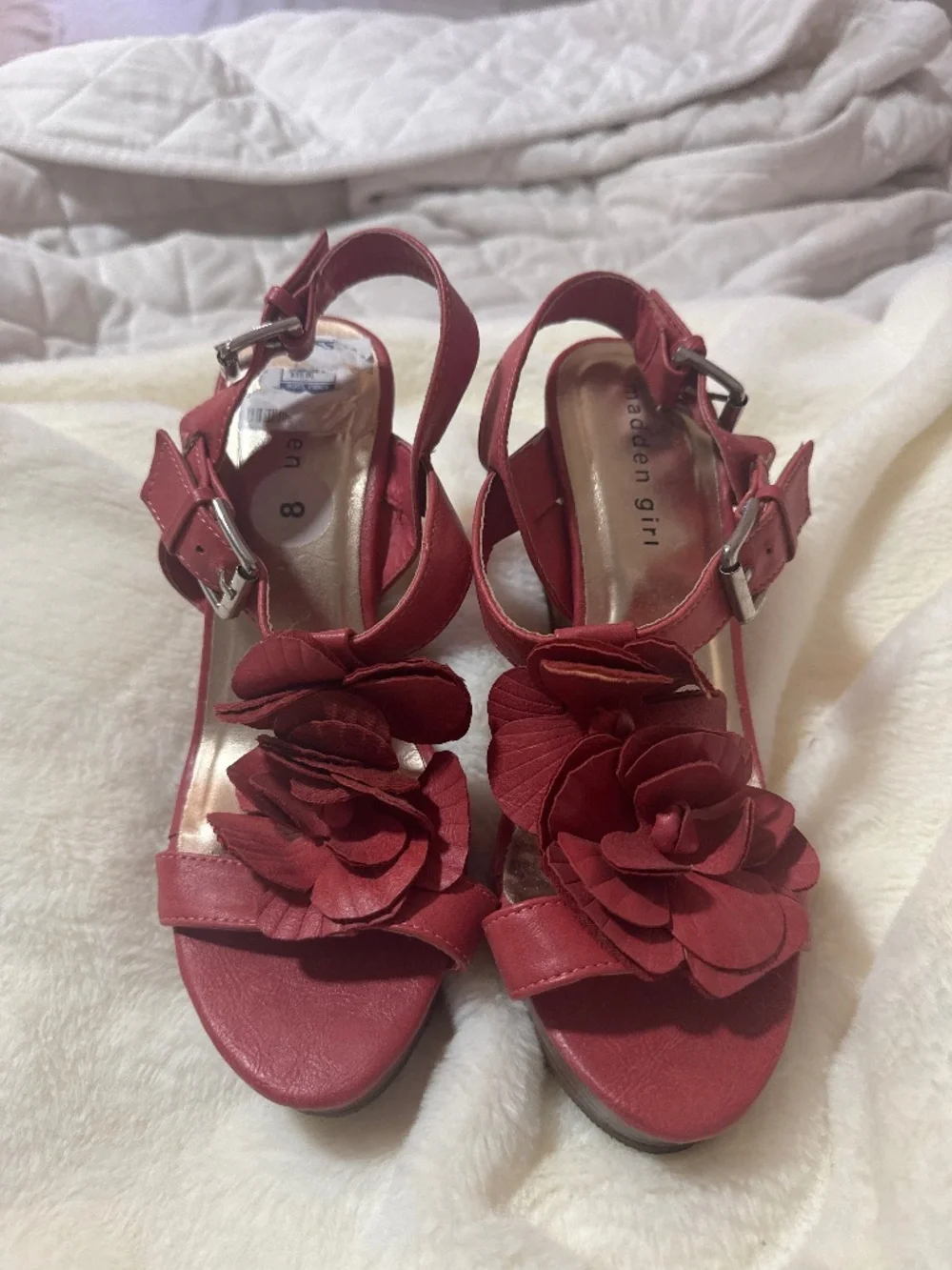 Madden Girl Coral Flower Wedge